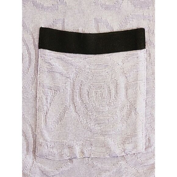 Exclusively Misook XL Cardigan Zip Up Lavender Contrast Sweater Vtg 3/4 Slv - Picture 5 of 8